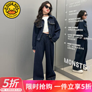 G.DUCKKIDS小黃鴨童裝女童秋裝套裝新款兒童服裝時尚牛仔衣小女孩外套春秋款 牛仔藍(lán) 140 (建議身高130-140 9-10歲)