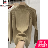 AEMAPE半高領(lǐng)內(nèi)搭針織打底衫2025秋冬新款洋氣中長(zhǎng)款毛衣休閑百搭上衣女 淺駝色 M 建議95-105