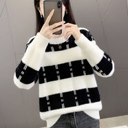 俞兆林（YUZHAOLIN）水貂絨針織毛衣秋裝女2025秋冬新款洋氣上衣女內搭針織打底衫女 黑色   S 建議75-95斤