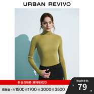 UR秋冬新款女裝純色打底修身立領(lǐng)長袖針織衫UWB940010 黃綠 L