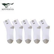 七匹狼狼隱新款秋冬季男士襪子運動(dòng)學(xué)生拼色百搭中筒棉襪吸汗純棉襪 白色 5雙 M 24-26c(建議39-43碼)