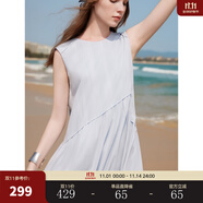 ELLE暈染漸變圓領(lǐng)無袖a字連衣裙女2025夏新款優(yōu)雅氣質(zhì)背心裙長裙 藍色 M