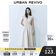 UR2025春季新款女裝簡(jiǎn)約V領(lǐng)打攬收腰無(wú)袖連衣裙UYY750004 卡其 (袖口偏大) S