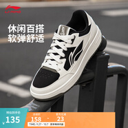 李寧天跡丨板鞋男女鞋透氣減震輕便回彈情侶運動(dòng)鞋休閑鞋小白鞋 乳白色/黑色【男款】-3 45
