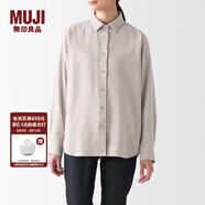 無(wú)印良品（MUJI） 女式 法蘭絨 襯衫 長(zhǎng)袖休閑格子純棉全棉 BCB40C2A 米色 XL (165/92A)