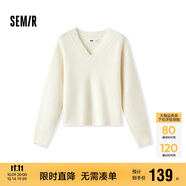 森馬（Semir）毛衣女冬季短款含羊毛破洞V領(lǐng)毛衫辣妹個(gè)性ins小個(gè)子101724107032
