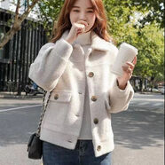 MOSTSPOT2025秋冬款女裝仿水貂絨短款外套女小個(gè)子上衣韓版百搭黃金貂外套 米白色[加厚款] S 80-95斤