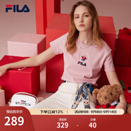 斐樂（FILA）官方女士短袖T恤夏印花運(yùn)動(dòng)女裝針織短袖套頭衫小熊T刺繡上衣 麥町粉-PK L 170/88A
