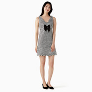 凱特絲蓓（KATE SPADE）夏日狂歡購女裝店鋪同款時尚修身V領千鳥格蝴蝶結連衣裙A字裙 001黑色/拼色 均碼 2