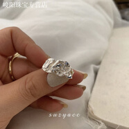 KZD老鳳凰999韓國純銀褶皺開(kāi)口食指戒女時(shí)尚個(gè)性戒指冷淡風(fēng)小眾設 褶皺戒指