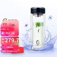 希諾（HEENOOR）雙層抗菌玻璃杯男女士高檔商務(wù)辦公泡茶杯大容量水杯加厚隔熱杯子 紫羅蘭-350ml-時(shí)尚杯蓋 銀離子抗菌版+禮盒裝+帶濾網(wǎng)