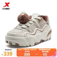 特步（XTEP）（XTEP）特步2025冬季新品萌仔鞋（故事色）板鞋女 淺灰褐/白沙灰 37