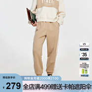 卡帕（Kappa）針織休閑褲女拉絨復古運動(dòng)褲黑色長(cháng)褲小腳衛褲K0D82AK07