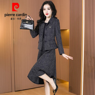 皮爾卡丹入秋穿搭一整套闊太太洋氣高貴連衣裙兩件套裝2025新款冬氣質(zhì)旗袍 藏藍色-春秋款長(cháng)袖正式場(chǎng)合大氣上檔次顯瘦減齡時(shí) L (適合106-115斤)