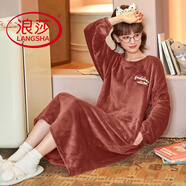 浪莎睡裙女秋冬季法蘭絨公主風(fēng)中長(zhǎng)款睡衣女珊瑚絨加絨加厚冬天家居服 果醬紅[絨睡裙加厚款] 3XL 建議[160-180斤]