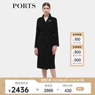 PORTS寶姿秋季新款女裝甜美櫻粉長袖中長毛呢大衣ALD9C003QZW025 黑色（胸針隨機(jī)贈送） XL 10