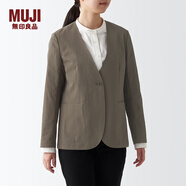 無(wú)印良品 MUJI 女式 不易沾水 無(wú)領(lǐng)夾克 BDD10C2A 短款外套 深咖啡色 M