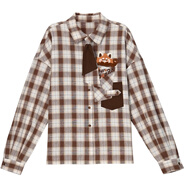 森女部落小紅書爆款美拉德棕色系熊貓復(fù)古風(fēng)慵懶風(fēng)毛衣外套春秋季2025新款 襯衫含領(lǐng)帶現(xiàn)貨 均碼