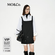 MO&Co.【明星同款】連衣裙精紡全手工珠繡鉆飾摩安珂 黑色 S 160