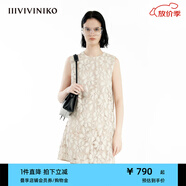 IIIVIVINIKO2024夏季新款“限定重磅古典蕾絲”直筒無袖連衣裙女R420682169D 米色 L