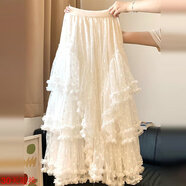 白色半身裙女2025秋季新款a字裙子微胖遮肉高級感法式蓬蓬裙長(cháng)裙 白色 均碼 建議80-150斤