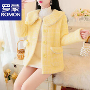 羅蒙（ROMON）時(shí)尚毛呢短外套女2025冬季新款韓版甜美減齡釘珠皮毛一體小個(gè)子大 官方旗艦黃色 S 官方旗艦S（100斤以?xún)龋?
                                         title=