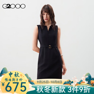 G2000【肌理感/多面彈性/商場(chǎng)新款】女裝FW25優(yōu)雅氣質(zhì)無(wú)袖連衣裙 多面彈-肌理感-黑色 XS （32）
