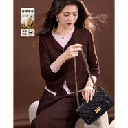 德瑪納【靜奢靈感衣櫥】春秋設計感假兩件撞色線(xiàn)衫裝飾扣針織衫女上衣