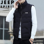 JEEP SPIRIT吉普羽絨馬甲男外套冬季短款無(wú)袖羽絨服立領(lǐng)透氣上衣 黑色 5XL 