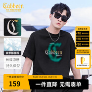卡賓【涼感】卡賓印花短袖T恤男士夏季高級潮牌圓領(lǐng)上衣休閑潮流體恤 漆黑色-涼感 XL /180/52