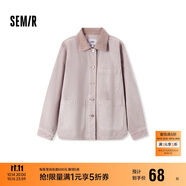 森馬（Semir）森柔牛仔|牛仔外套女中長(zhǎng)款燈芯絨翻領(lǐng)秋季落肩寬松103524109001