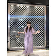 何健弓紫淑女裝紫淑溫柔風(fēng)純色短袖連衣裙女夏季設計感寬松壓褶氣質(zhì)休閑 紫色 M