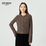 深呼吸DEEP BREATH女裝復古蔥紗小香風(fēng)針織開(kāi)衫女A400677 可可棕 S (2)