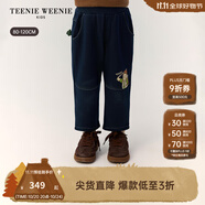 Teenie Weenie Kids小熊童裝25年新秋冬男寶寶銀狐絨仿牛仔休閑褲 藍(lán)色 80 cm