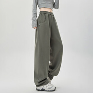 韓都衣舍闊腿褲女春秋2025款休閑衛褲直筒高腰運動(dòng)香蕉褲垂感窄版寬松褲子