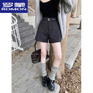羅蒙（ROMON）美拉德灰色毛呢休閑褲短褲女秋冬高腰顯瘦a字闊腿褲辣妹外穿靴褲 灰色 【單褲子】 XL