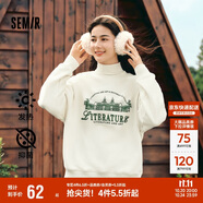 森馬（Semir）[商場(chǎng)同款]女oversize發(fā)熱抗菌2024冬季繡花抓絨上衣101724116004