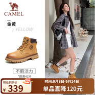駱駝（CAMEL）王俊凱同款馬丁靴高幫戶外工裝大黃靴情侶 GF122W7790 金黃 36