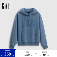 Gap女裝2025秋季新款logo重磅毛圈寬松蝙蝠袖連帽衛(wèi)衣上衣795440 灰藍色 XS (155/80A)亞洲尺碼