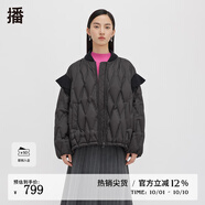 播倪妮同款絎縫90絨羽絨服女商場(chǎng)同款棒球領(lǐng)短外套BDQ4RD1305 K40黑色 M