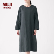 無印良品 MUJI 女式 印度棉雙層紗織 圓領(lǐng)連衣裙 BCL10C0S 炭灰色 XS-S