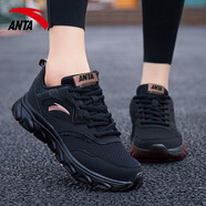 安踏（ANTA）女鞋運動(dòng)鞋秋季官方網(wǎng)面透氣25新款輕便緩震通勤休閑青年跑步鞋子 黑紅-5530 37.5