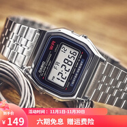 卡西歐（CASIO）手表 經(jīng)典方塊小金表時尚ins復古男表女表情侶表夜光電子表 A159W-N1D 33mm表盤男款