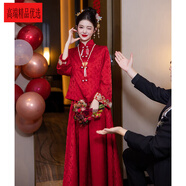 UOSO秀禾服新娘小個(gè)子孕婦敬酒服結婚當天便裝紅色中式寬松訂婚秀禾 M XS 尺碼偏大請哦