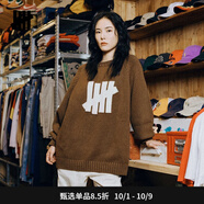 UNDEFEATED【五條杠美式毛衣】潮流男女同款LOGO校園風(fēng)毛衣新品 深紅 S