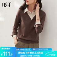 歐莎（OSA）小香風(fēng)假兩件黑色針織衫女外穿春秋季2025年新款打底上衣 咖啡色A S