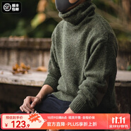 馬登工裝 美式復(fù)古純色保暖高領(lǐng)針織衫馬海毛毛衣秋季個(gè)性打底衫男 綠色 L