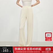 范思藍(lán)恩氣質(zhì)醋酸套裝女夏季2025新款一字領(lǐng)上衣直筒褲兩件套2132 象牙白褲子 M