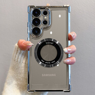 三星（SAMSUNG）【品質(zhì)原裝】磁吸充電適用三星s24ultra手機殼新款電鍍透明s24+四 銀色-四角氣囊防摔-帶鏡頭膜-鏤空磁吸 三星Galaxy_S24_Ultra