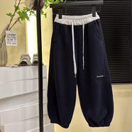 麥科貝爾（maycobell）【初秋上新】?jì)和澴幽型\動(dòng)褲秋裝2025新款時(shí)尚中大童休閑褲 藏青色 春秋款 100   建議身高90-95體重30斤